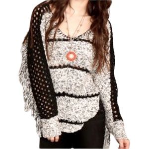 Sloane Rouge Size Small fringe dolman side slit sweater